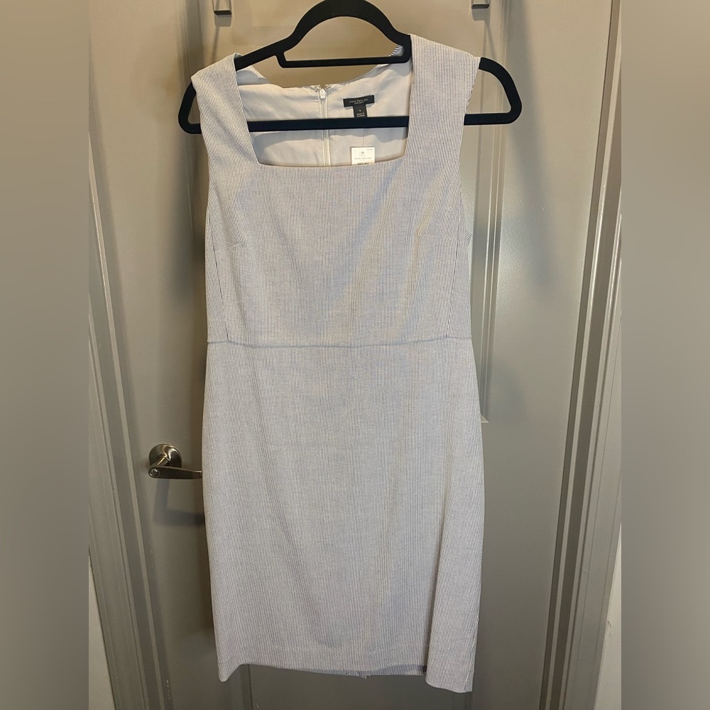 Ann Taylor blue pinstriped dress- size 6